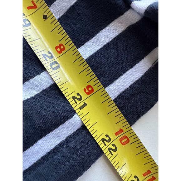 Pact Striped V-Neck T-Shirt in Blue & White Size Small - Picture 5 of 6